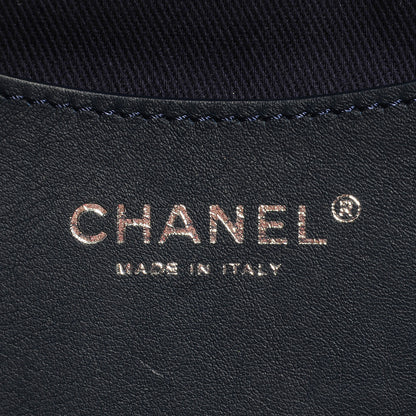 Chanel Denim Camellia Embroidered Large Flap Dark Blue 8 of 9