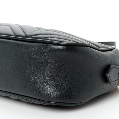 Gucci Calfskin Matelasse Small GG Marmont Chain Shoulder Bag Black 11 of 12