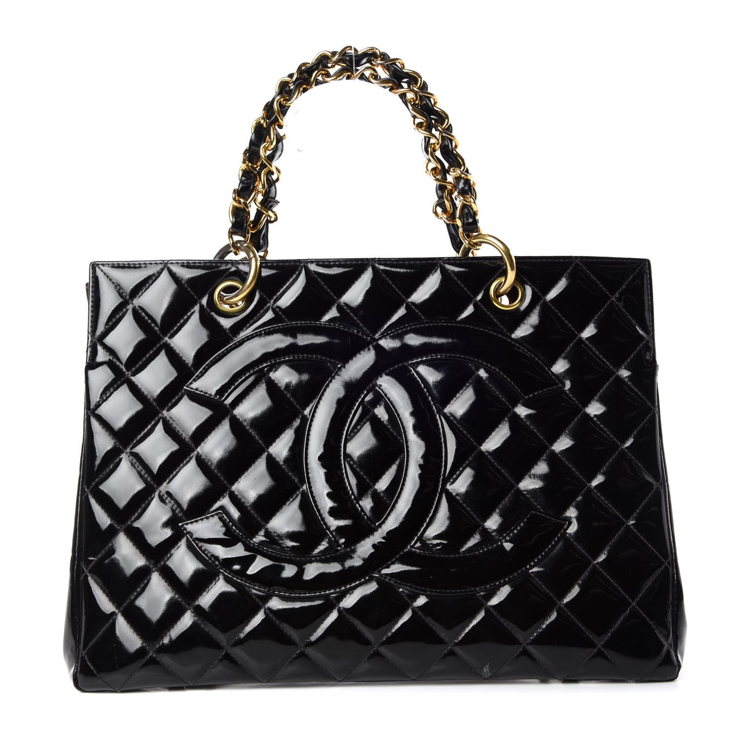 Patent Quilted Grand Shopping Tote GST Black