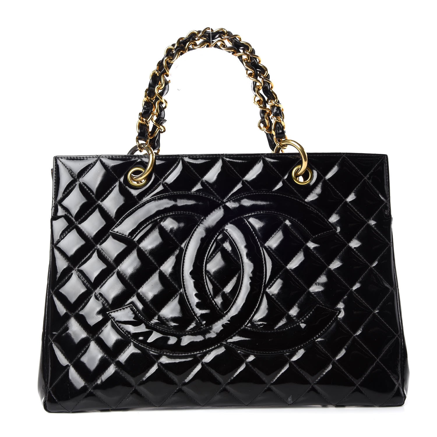 Chanel Patent Quilted Grand Shopping Tote GST Black 1 of 16