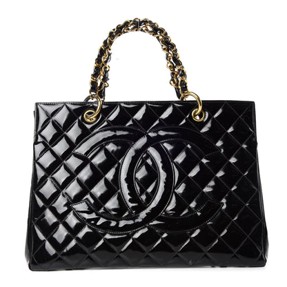 Chanel Patent Quilted Grand Shopping Tote GST Black 1 of 16