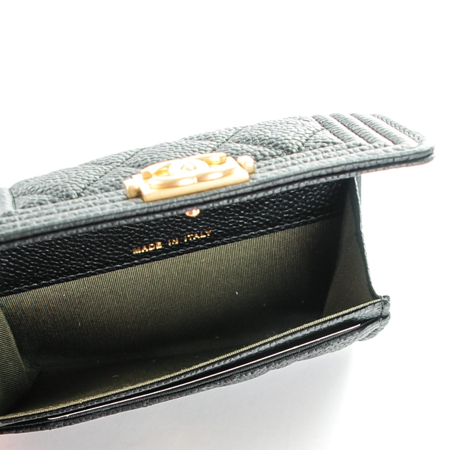 Caviar Quilted Boy Card Holder Wallet Black