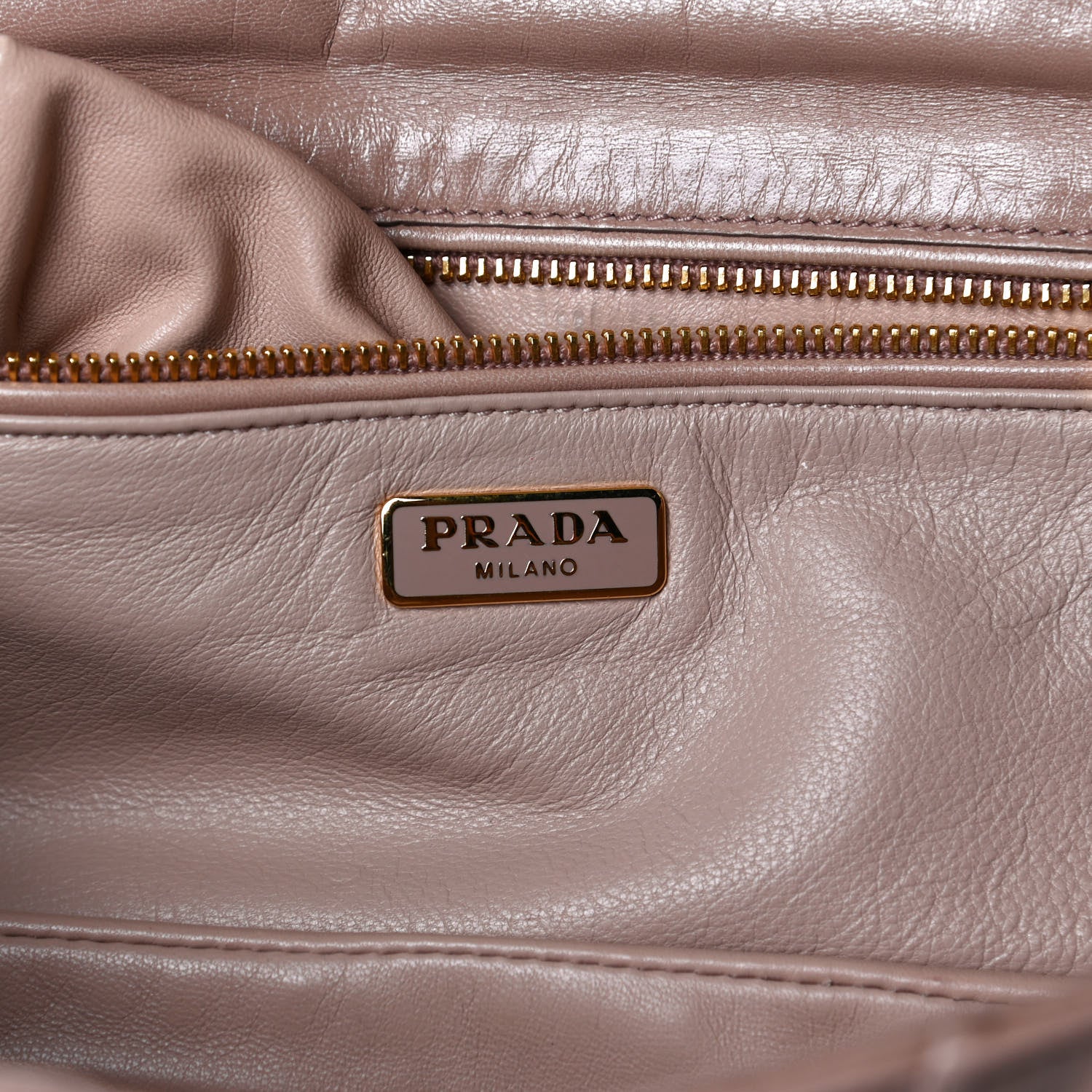 Prada Nappa Gaufre Ruched Wristlet Clutch Pomice 5 of 12