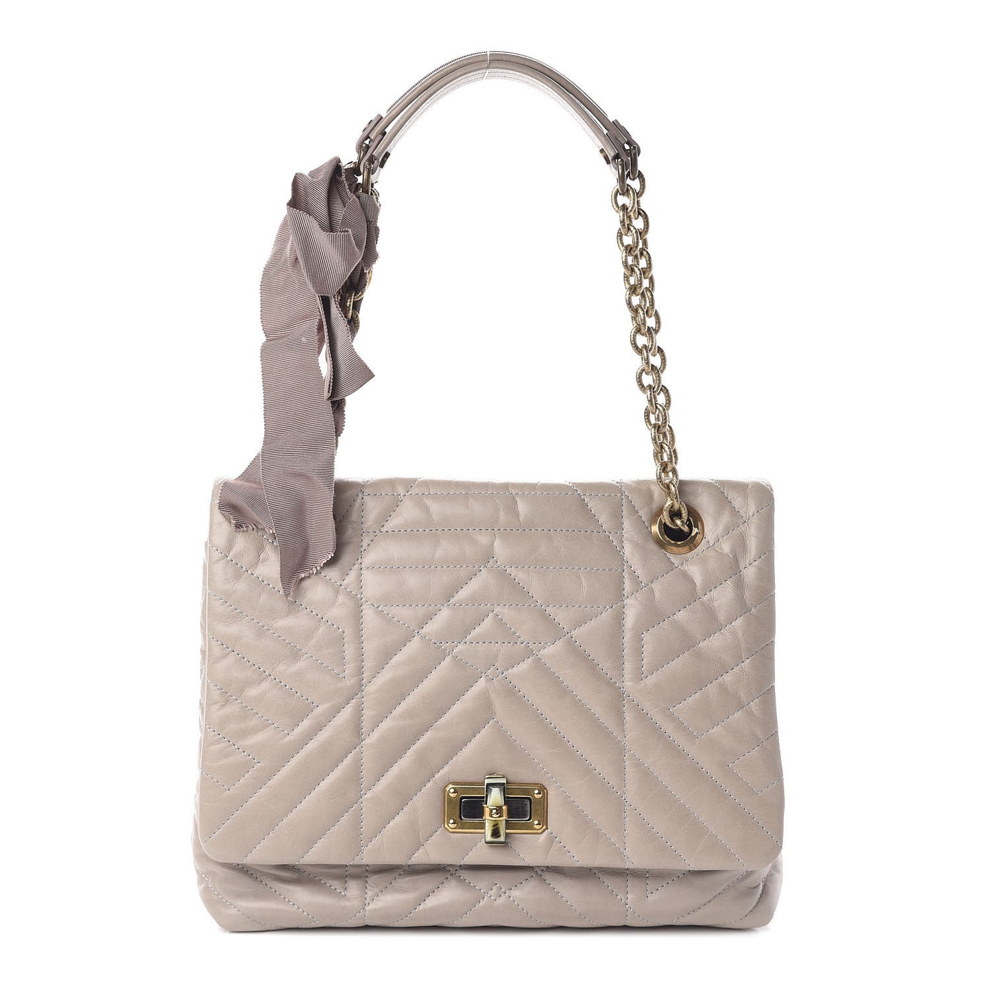 Calfskin Quilted Medium Happy Shoulder Bag Grey