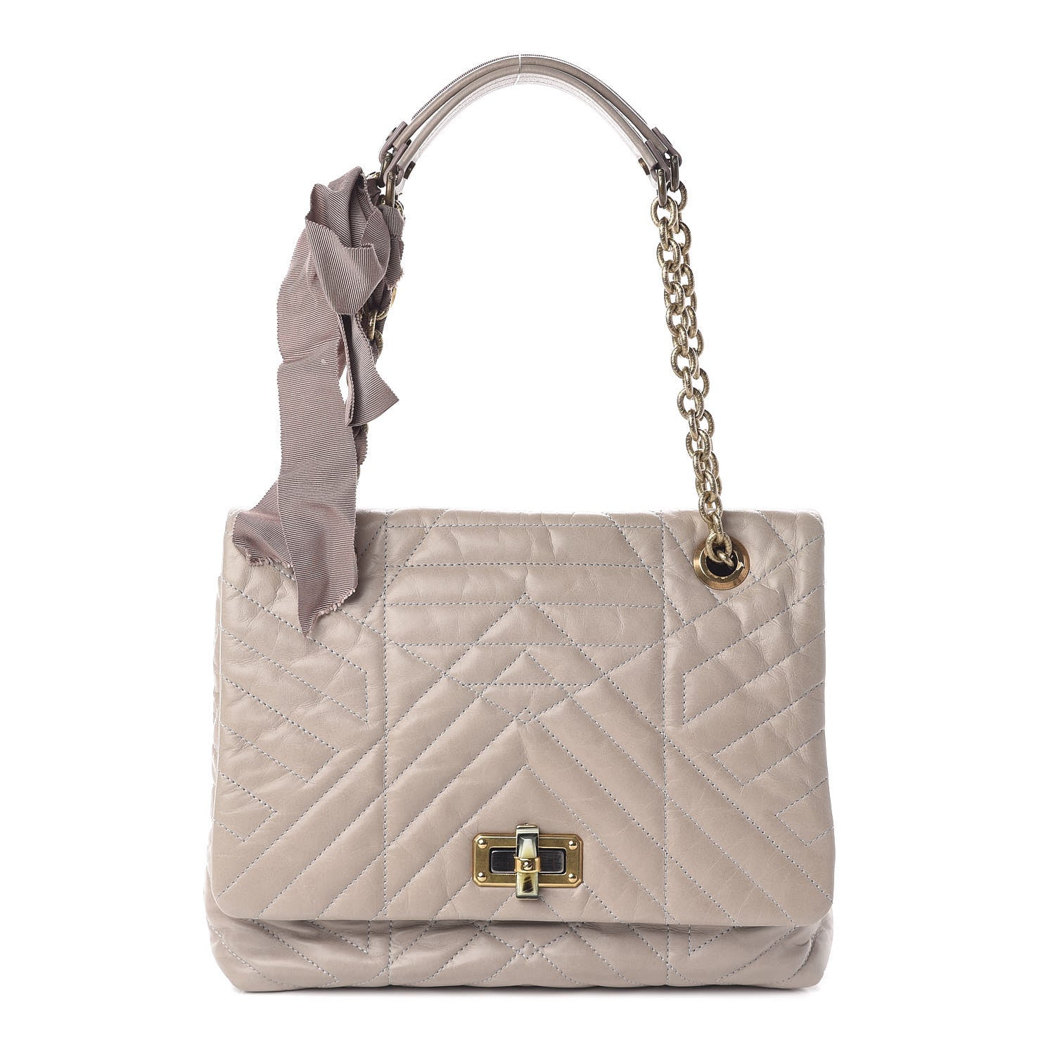 Lanvin Calfskin Quilted Medium Happy Shoulder Bag Grey 1 of 9