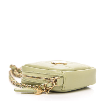Chanel Lambskin Quilted Diamond Coin Purse With Chain Green 3 of 9