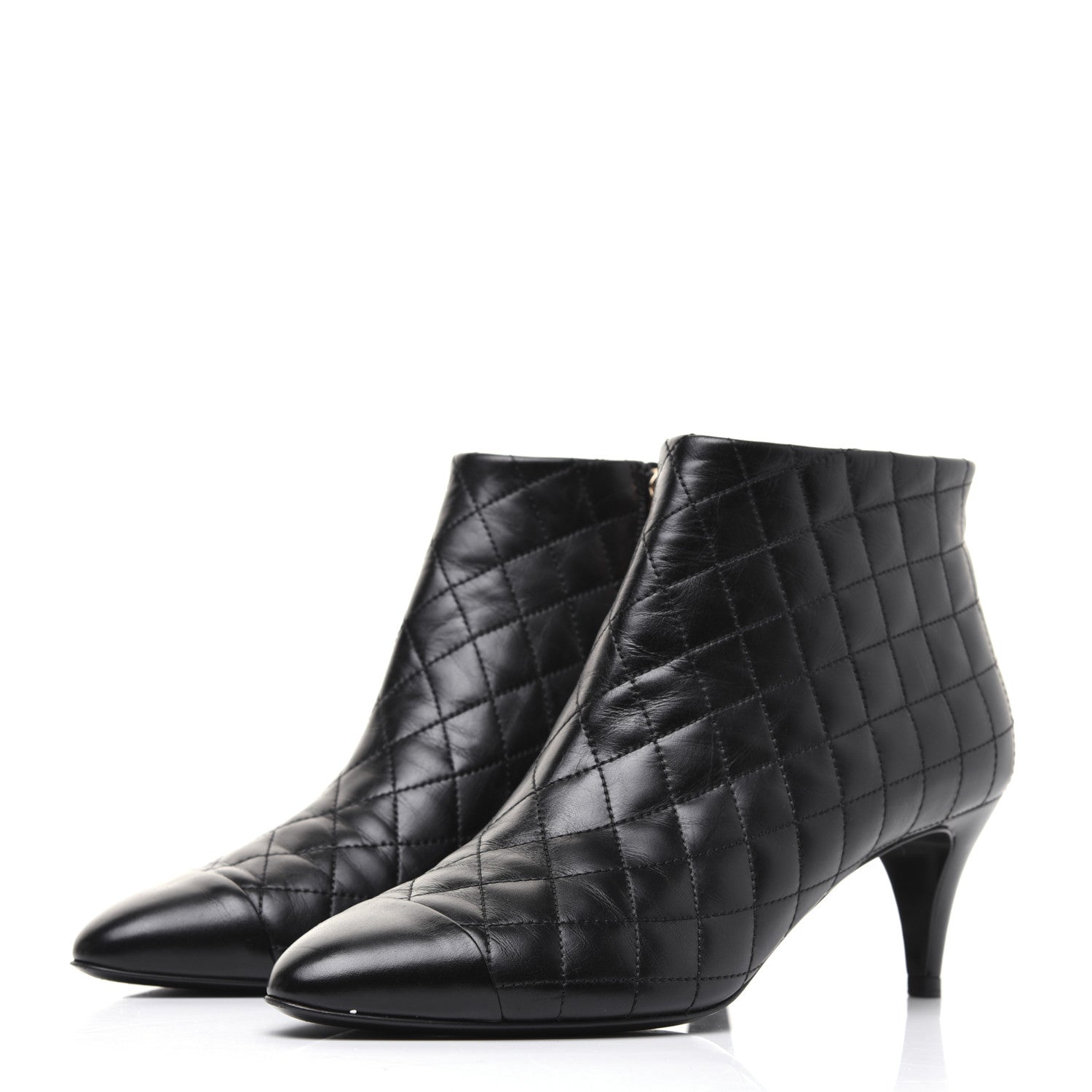 Chanel Calfskin Quilted Cap Toe Short Boots 39 Black 3 of 13