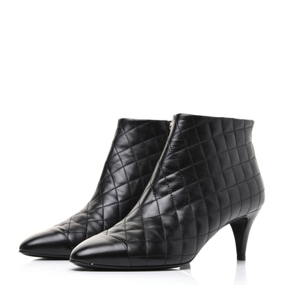 Chanel Calfskin Quilted Cap Toe Short Boots 39 Black 3 of 13