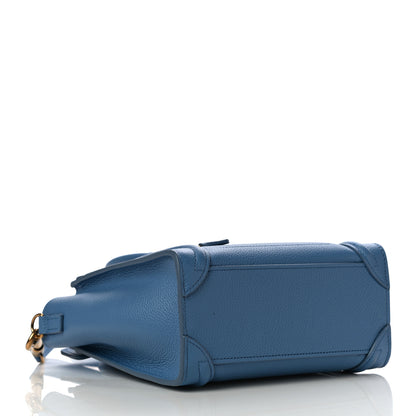 Celine Drummed Calfskin Nano Luggage Azure 4 of 10