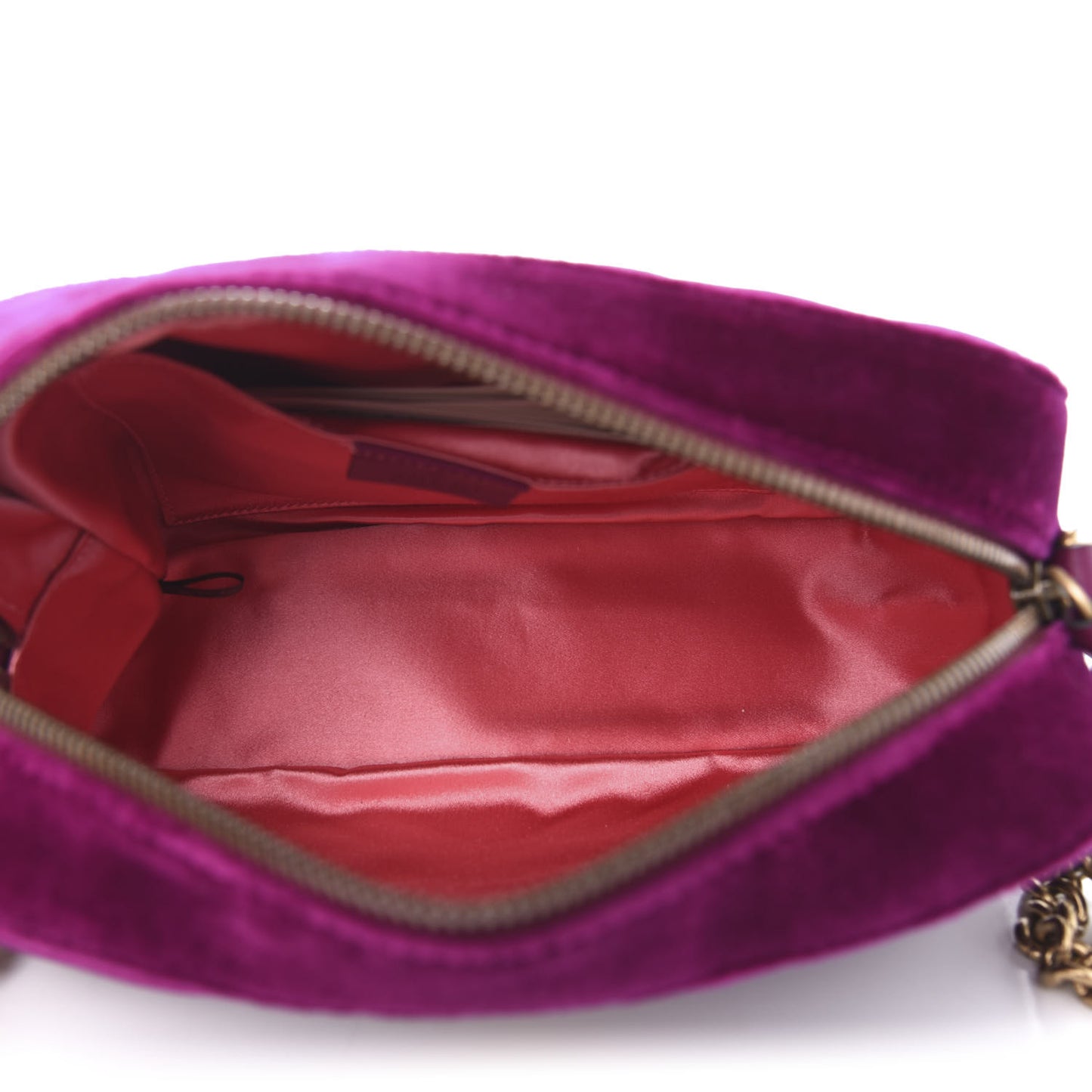 Velvet Matelasse Small GG Marmont Chain Shoulder Bag Fuchsia Violet Cyclamen