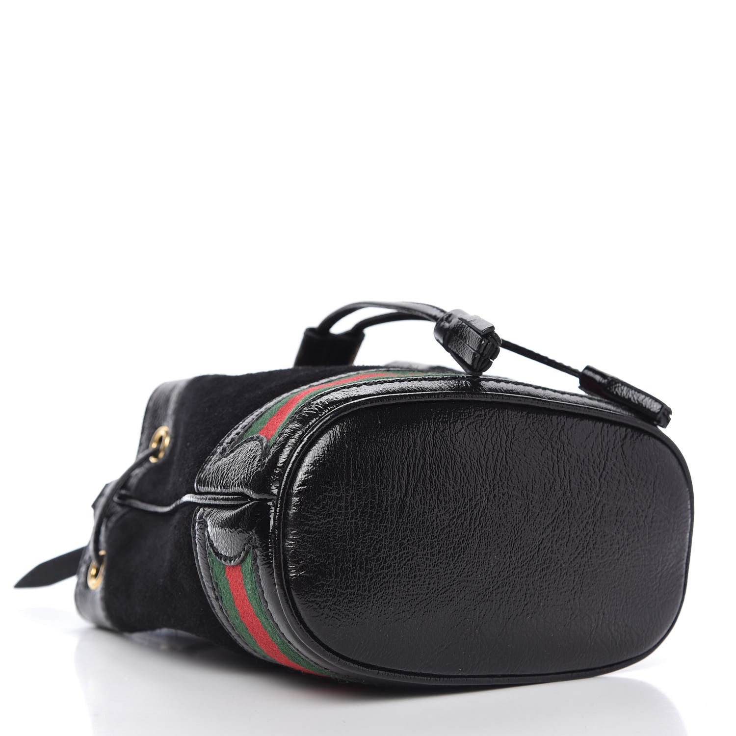 Gucci Suede Patent Web Mini Ophidia Bucket Bag Black 4 of 9