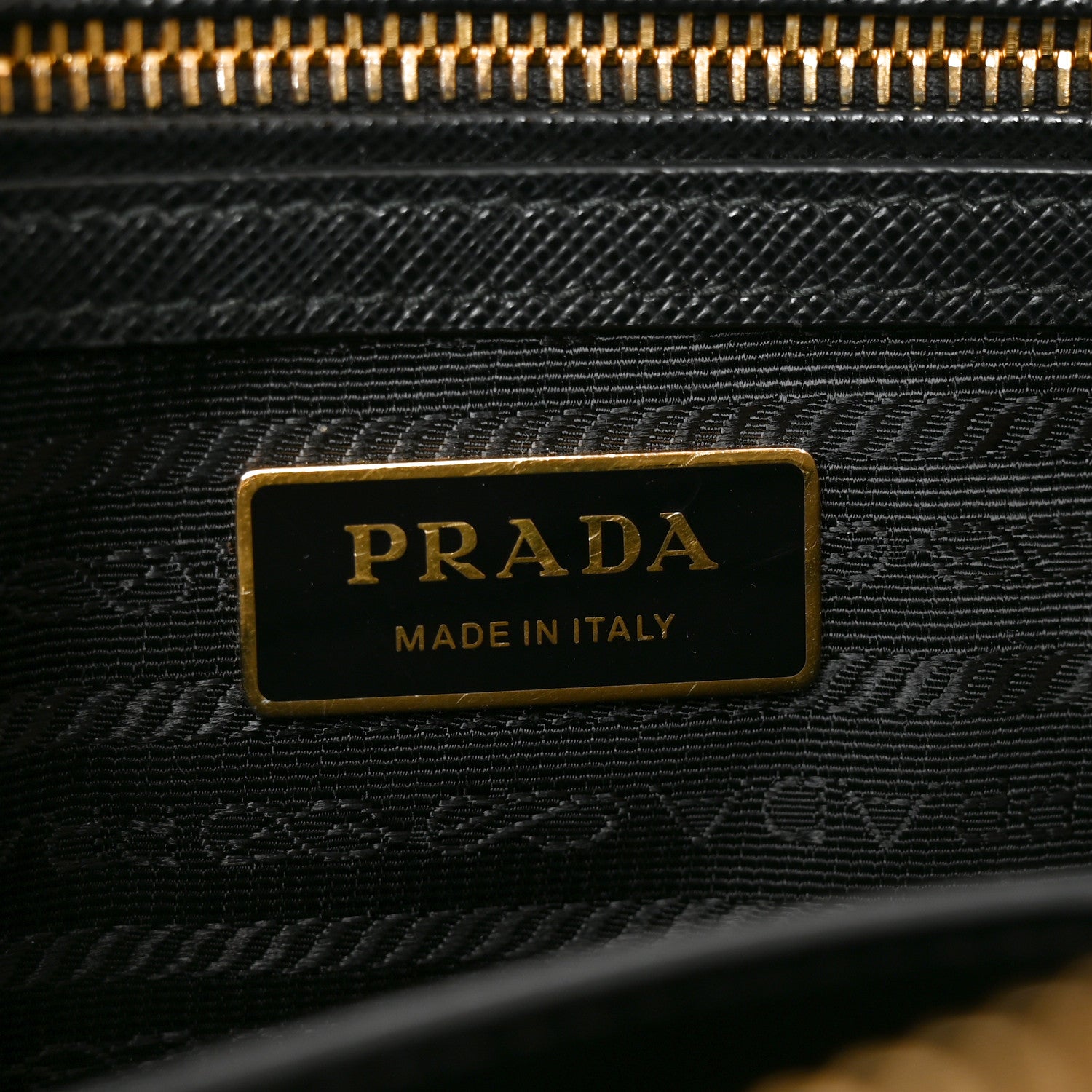 Prada Jacquard Saffiano Triangolo Symbole Embroidered Small Galleria Double Zip Tote Black Corda 6 of 9