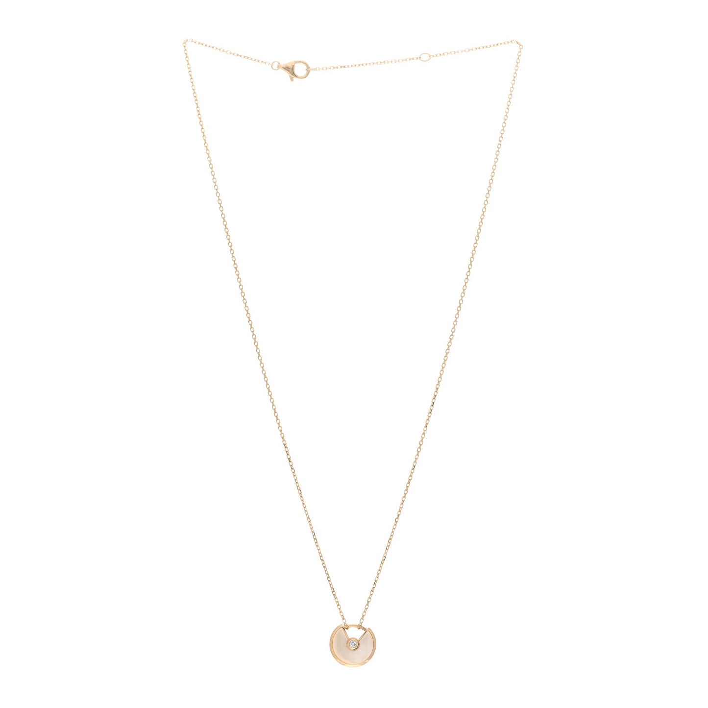 18K Yellow Gold Diamond Mother of Pearl XS Amulette de Cartier Pendant Necklace
