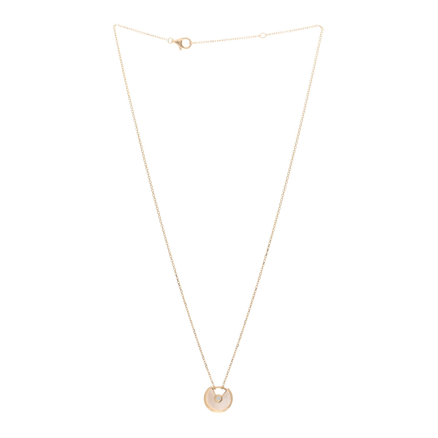Cartier 18K Yellow Gold Diamond Mother of Pearl XS Amulette de Cartier Pendant Necklace 3 of 5