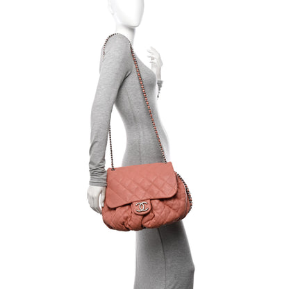 Chanel Washed Lambskin Quilted Large Chain Around Flap Coral 2 of 11