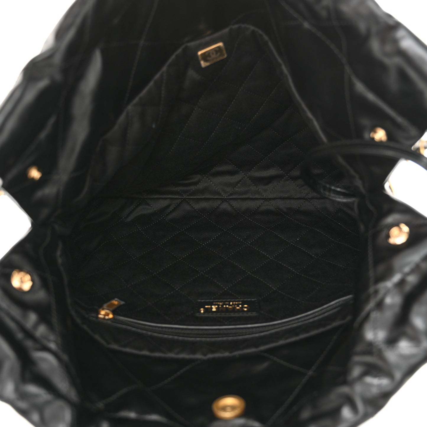 Shiny Calfskin Quilted Small Chanel 22 Black