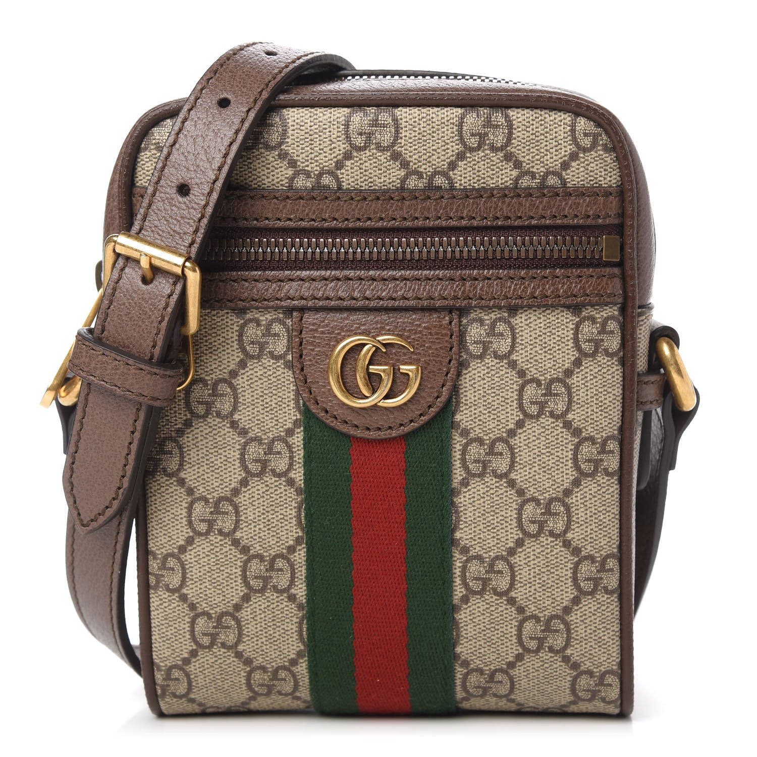 Gucci GG Supreme Monogram Web Mini Ophidia Messenger Brown 1 of 11