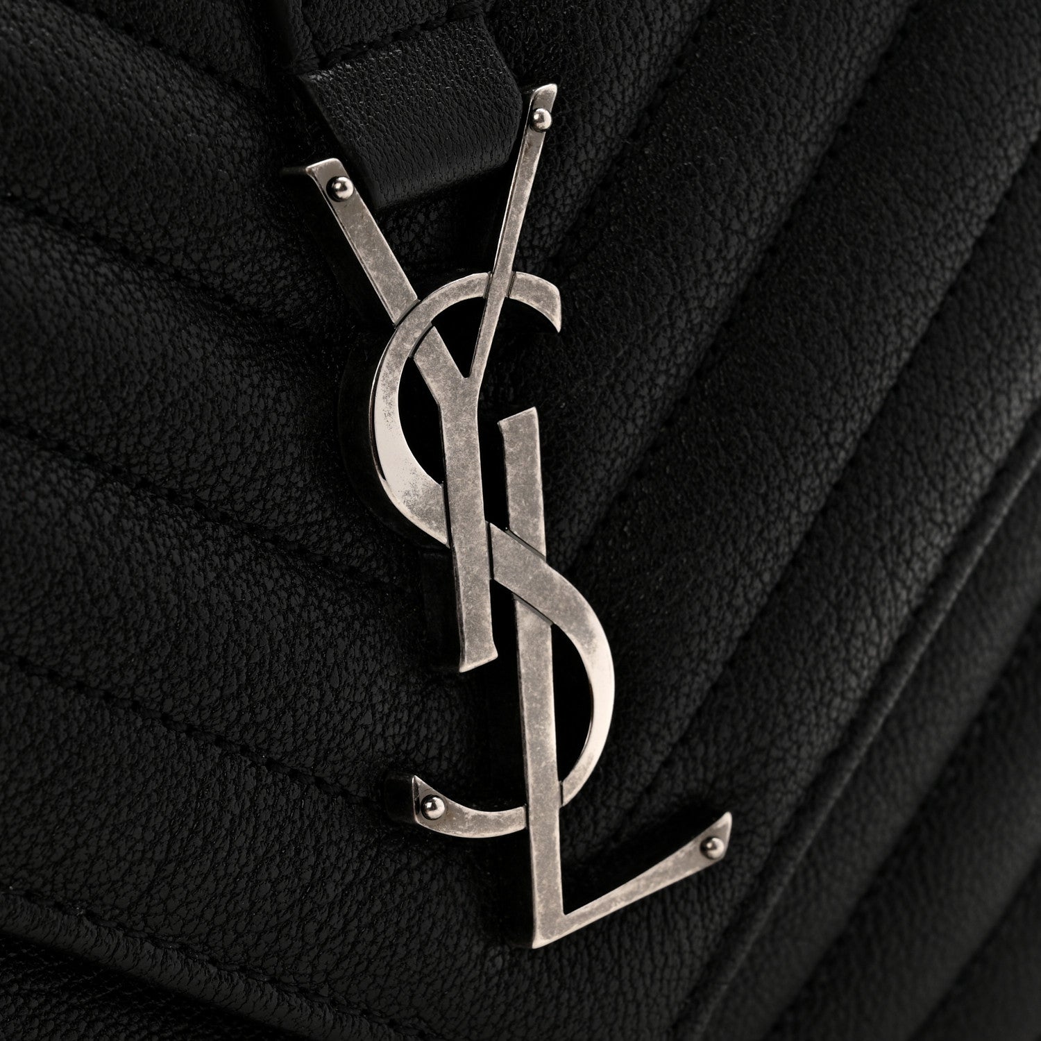 Saint Laurent Sheepskin Matelasse Chevron Monogram Medium College Bag Black 11 of 13