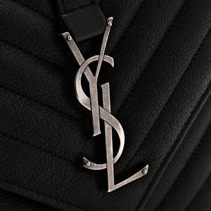 Saint Laurent Sheepskin Matelasse Chevron Monogram Medium College Bag Black 11 of 13