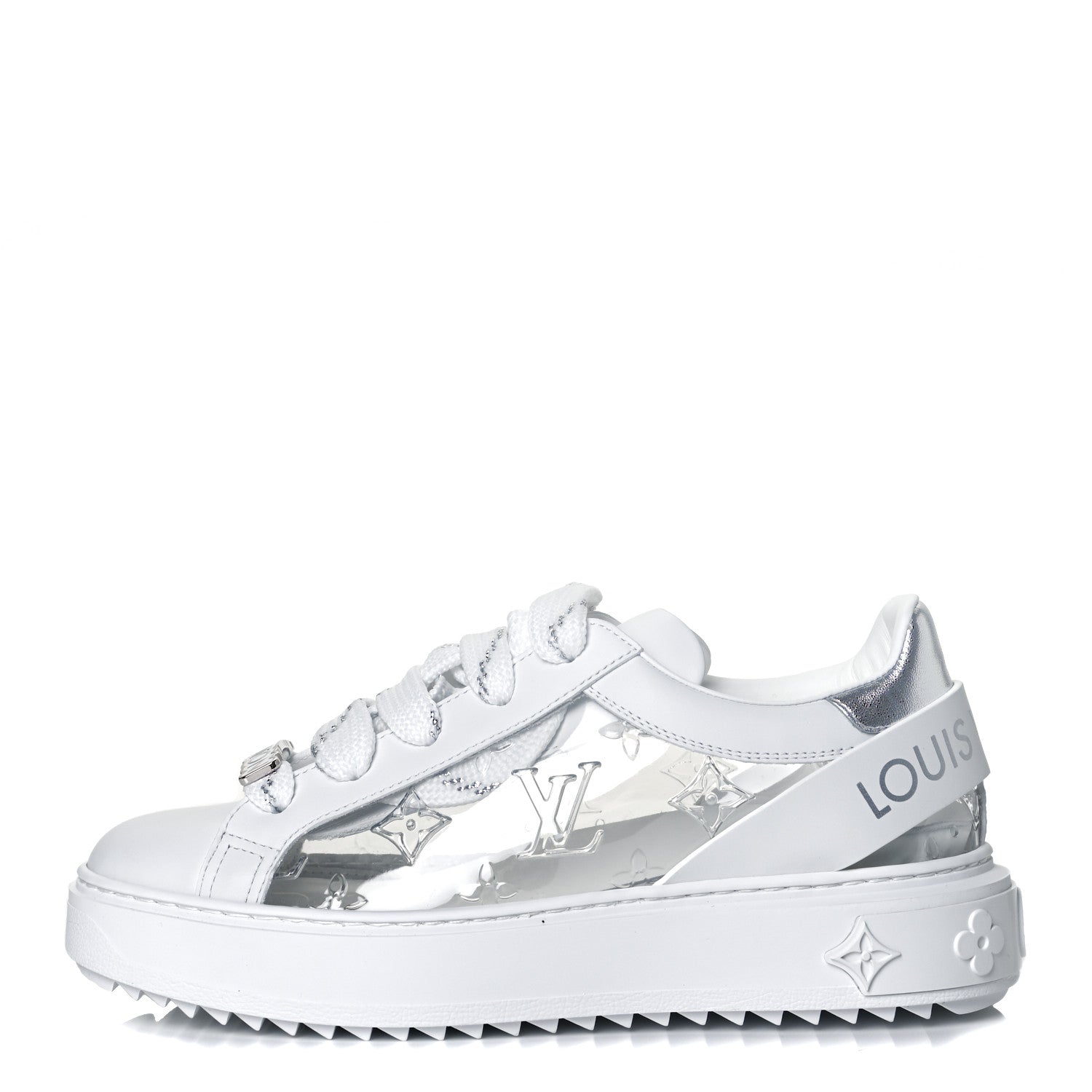 Louis Vuitton Monogram PVC Time Out Sneakers 36 Silver 1 of 12