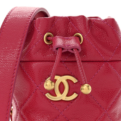 Chanel Caviar Quilted Twist Your Buttons Mini Bucket Bag Fuchsia 8 of 10