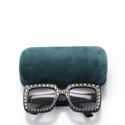 Gucci Acetate Crystal Oversize Sunglasses GG0148S Black 9 of 9