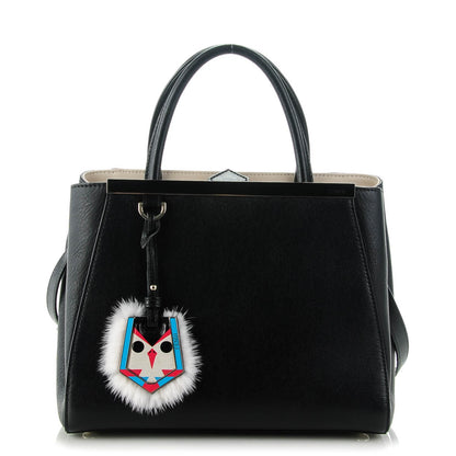 Fendi Vitello Elite Flamingo Mink Monster Charm Petite 2Jours Tote Black Multicolor 1 of 10