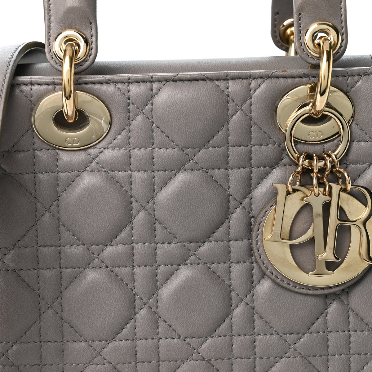 Christian Dior Lambskin Cannage Small My ABCDior Lady Dior Grey 8 of 10