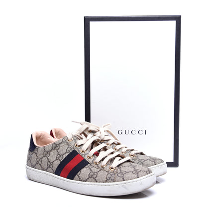 Gucci GG Supreme Monogram Ayers Web Womens Ace Sneakers 37 Beige 13 of 13