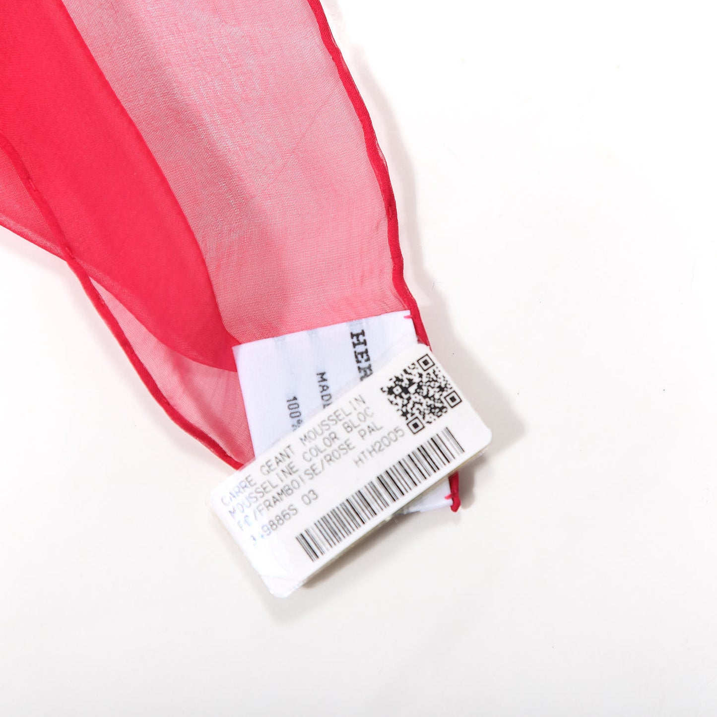 Silk Mousseline Colorblock Scarf 140 Framboise Rose Pale Fuchsia