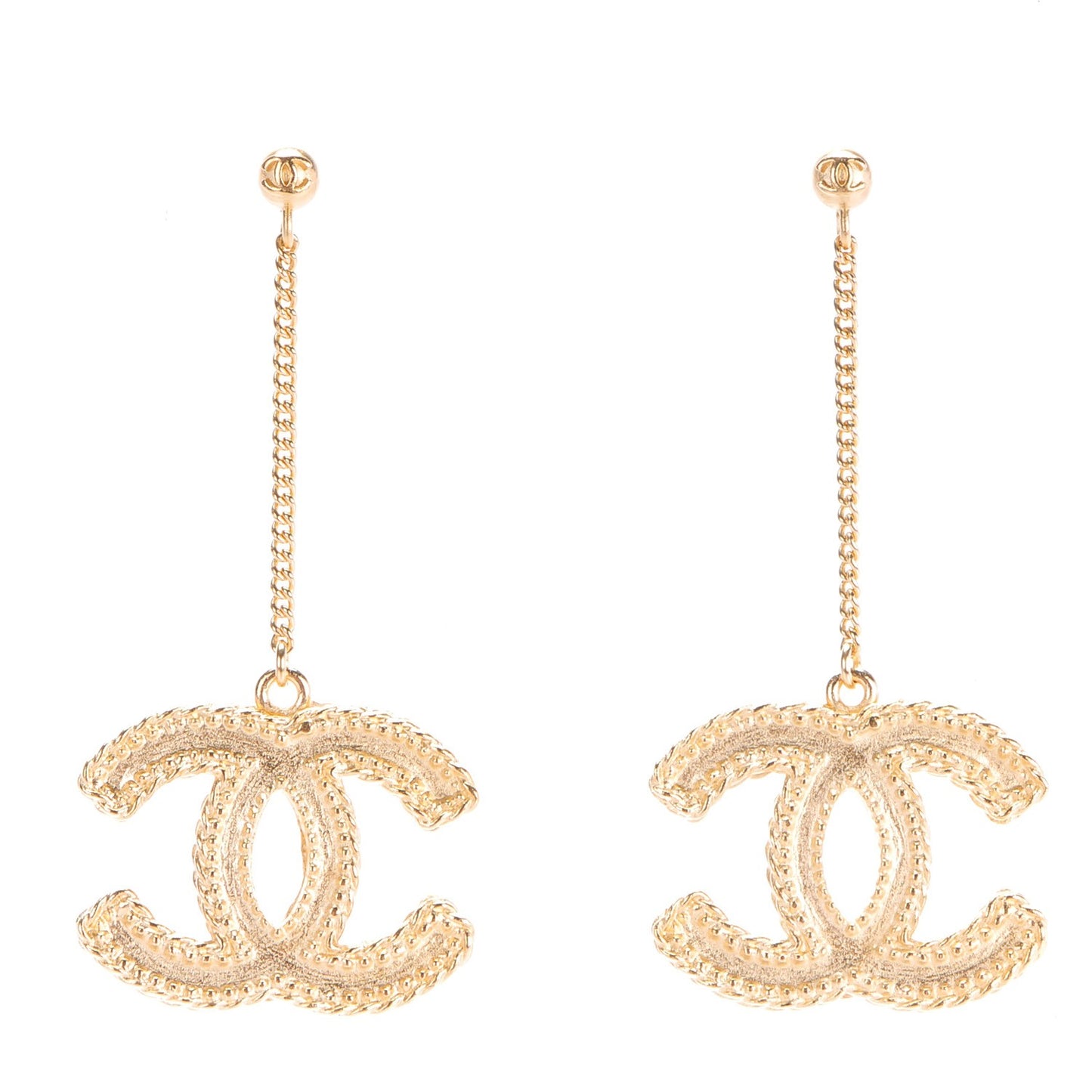 CC Drop Earrings Matte Gold