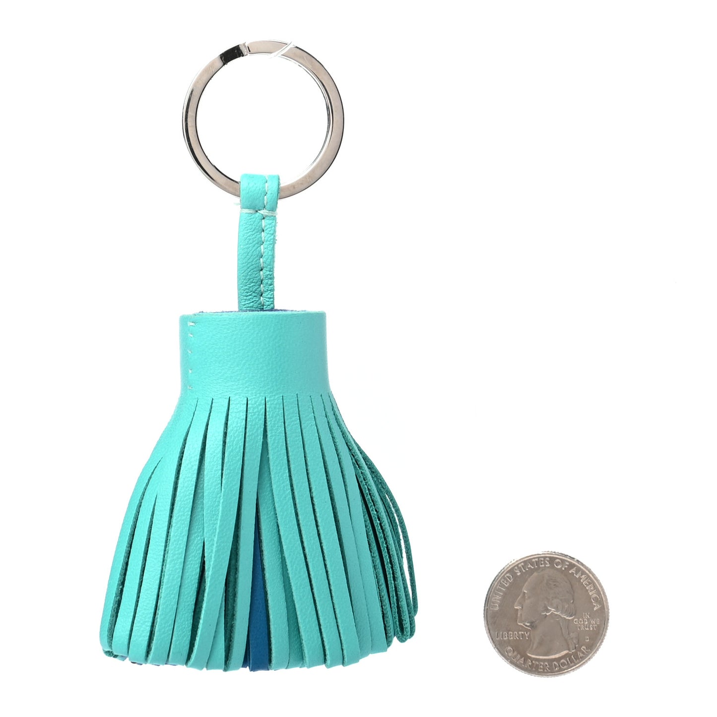 Lambskin Tri-Color Carmen Tassel Key Holder Bleu Lagoon Bleu Izmir Bleu De Malte