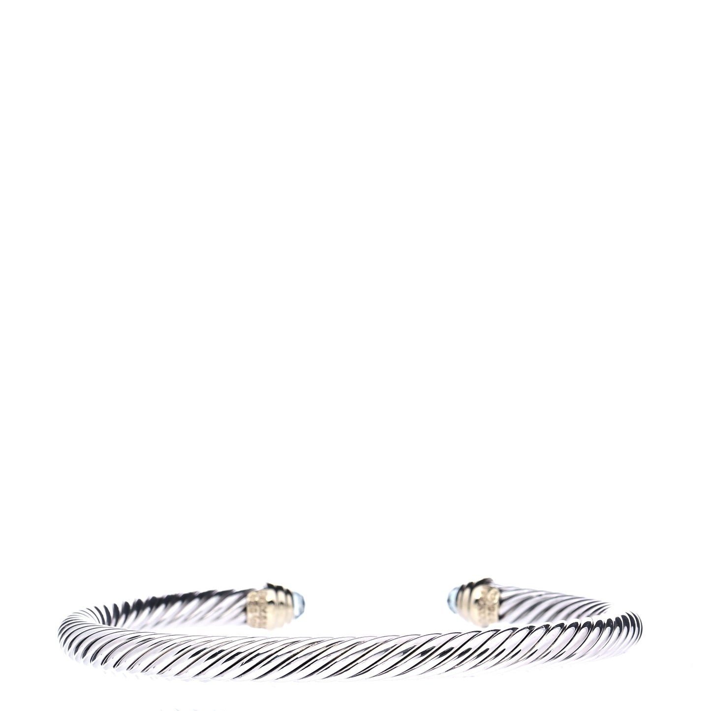 Sterling Silver 18K Yellow Gold Blue Topaz 4mm Cable Kids Birthstone Bracelet