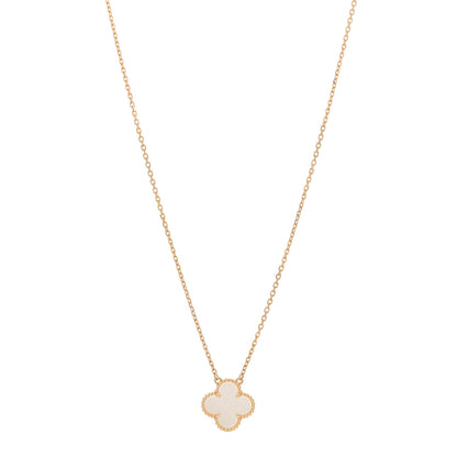 Van Cleef & Arpels 18K Rose Gold Mother of Pearl Vintage Alhambra Pendant Necklace 1 of 6
