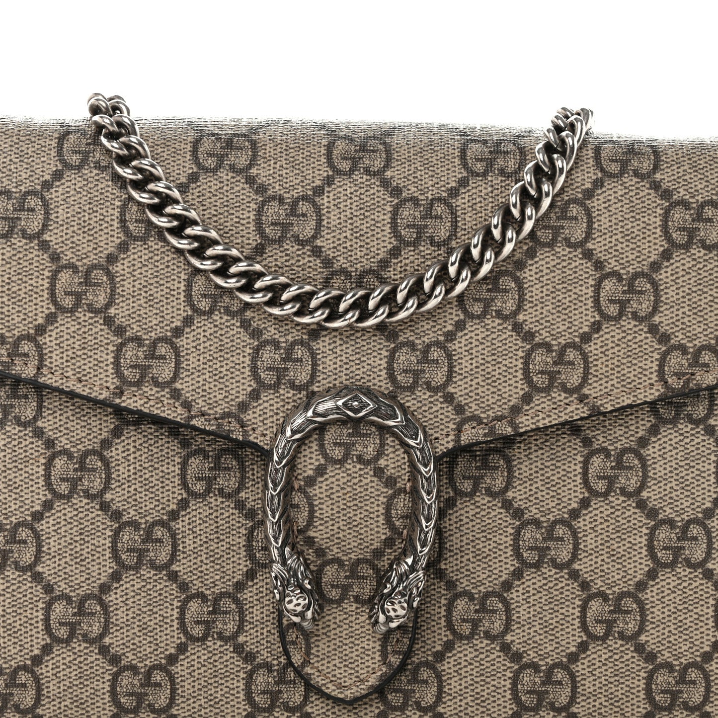 GG Supreme Monogram Mini Dionysus Chain Wallet Beige Taupe