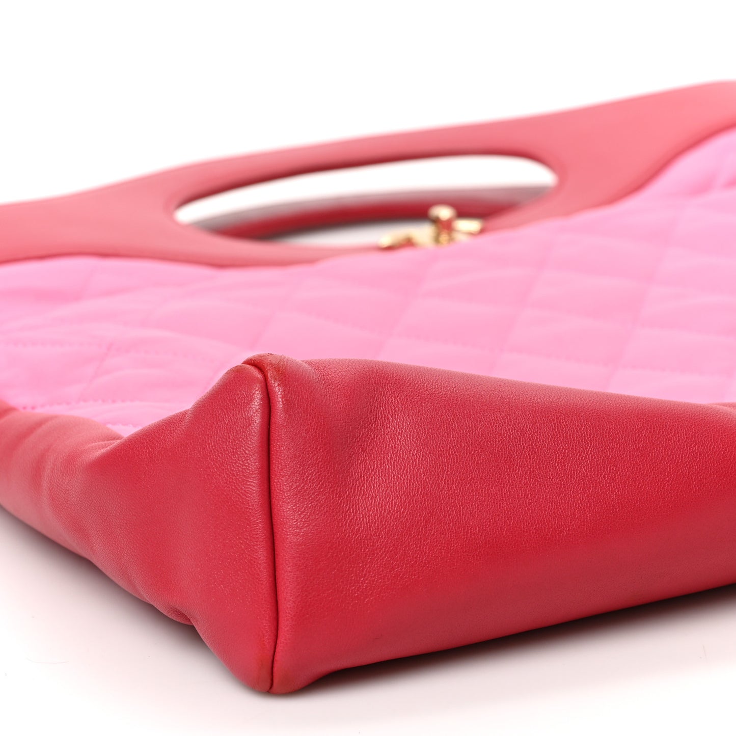 Lambskin Quilted Large 31 Shopping Bag Pink Light Red