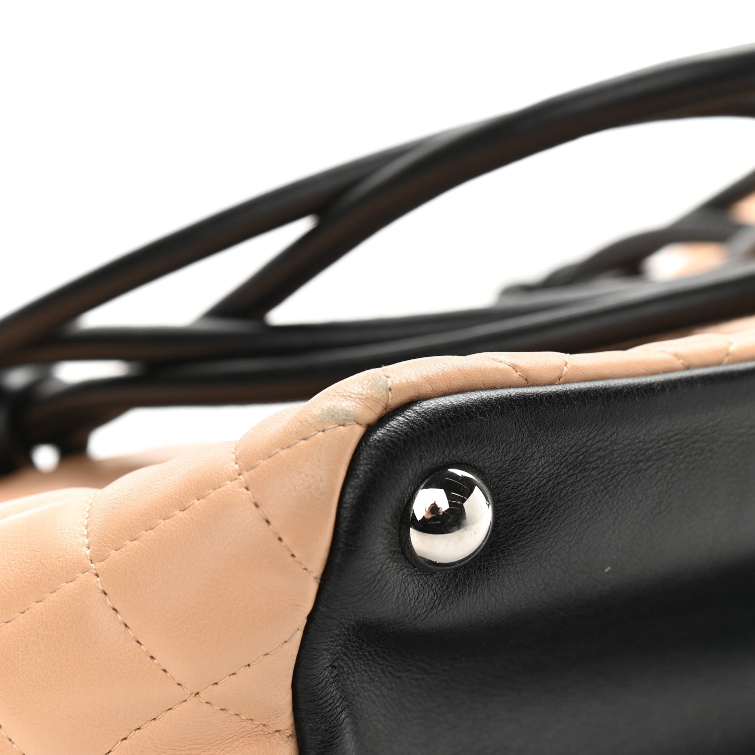 Chanel Calfskin Quilted Large Cambon Tote Beige Black 11 of 11