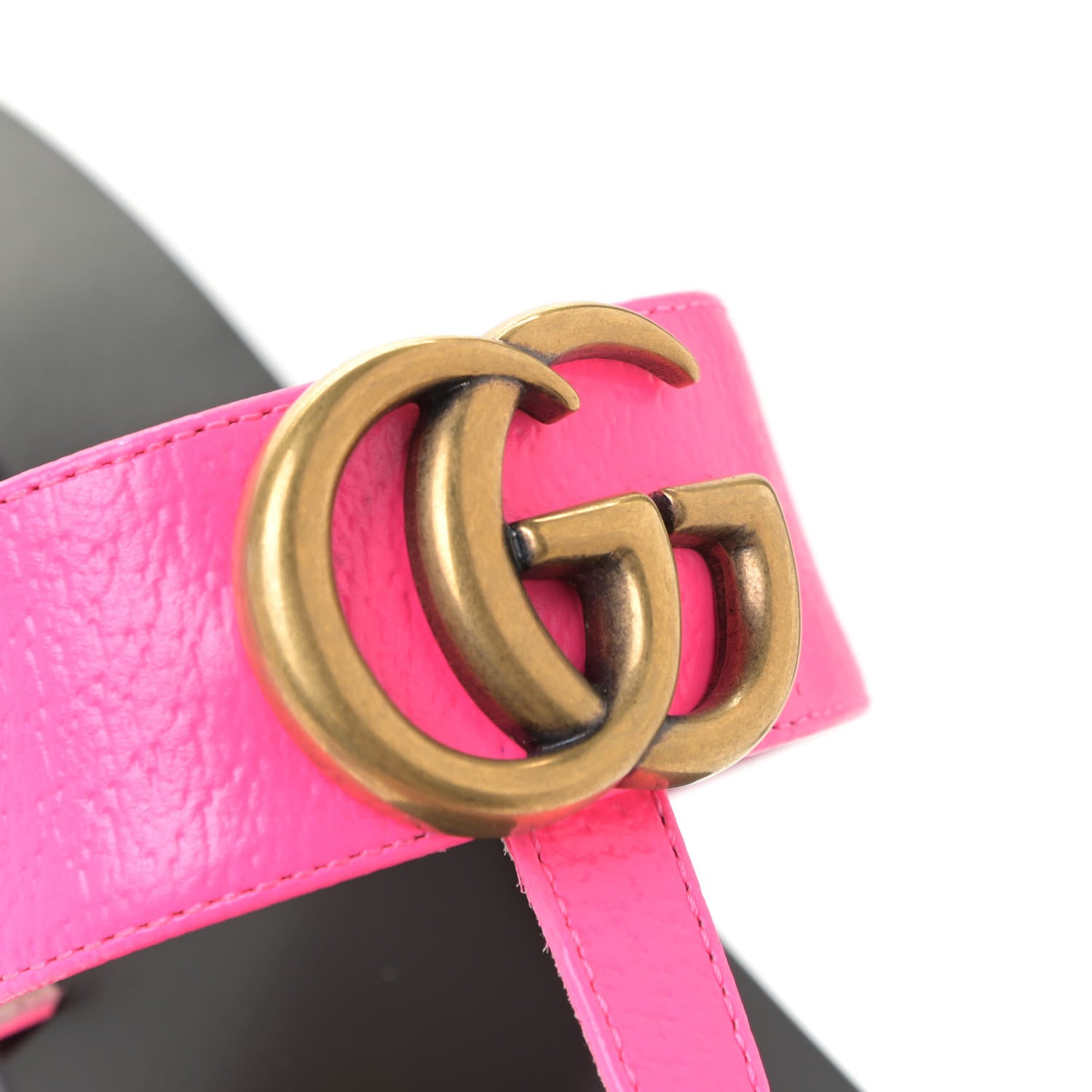 Gucci Calfskin GG Marmont Thong Sandals 35.5 Fuxia Fluo 14 of 15