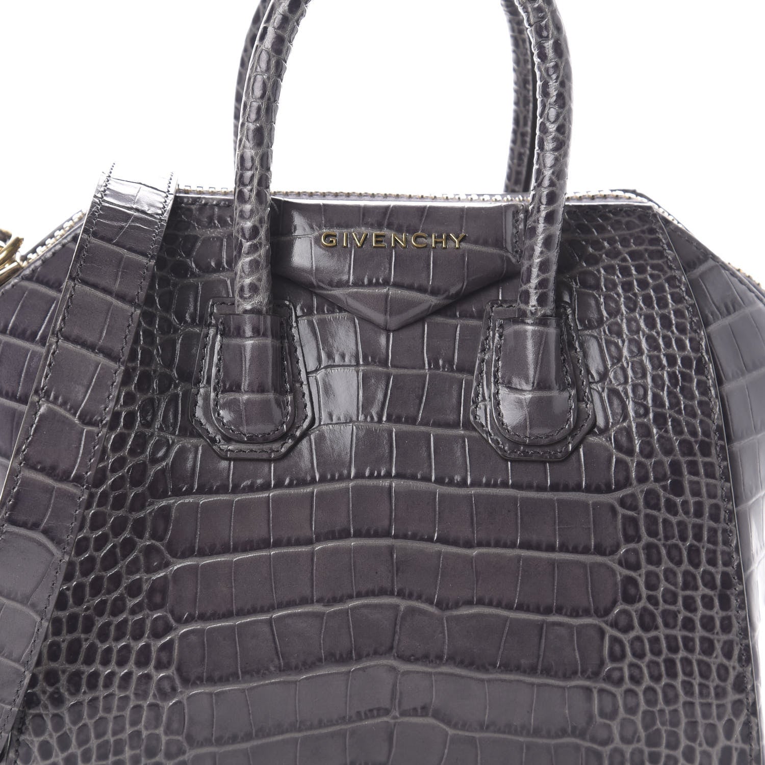 Givenchy Calfskin Crocodile Embossed Mini Antigona Storm Grey 8 of 10