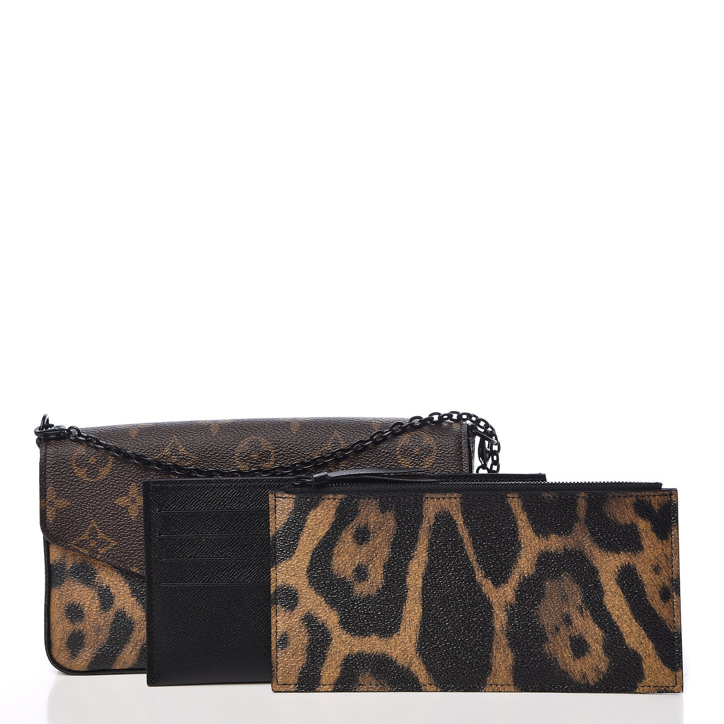 Monogram Animal Print Pochette Felicie Chain Wallet