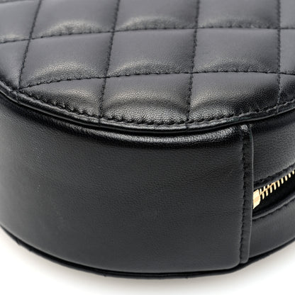 Chanel Lambskin Quilted Romance Round Clutch With Chain Black 10 of 10
