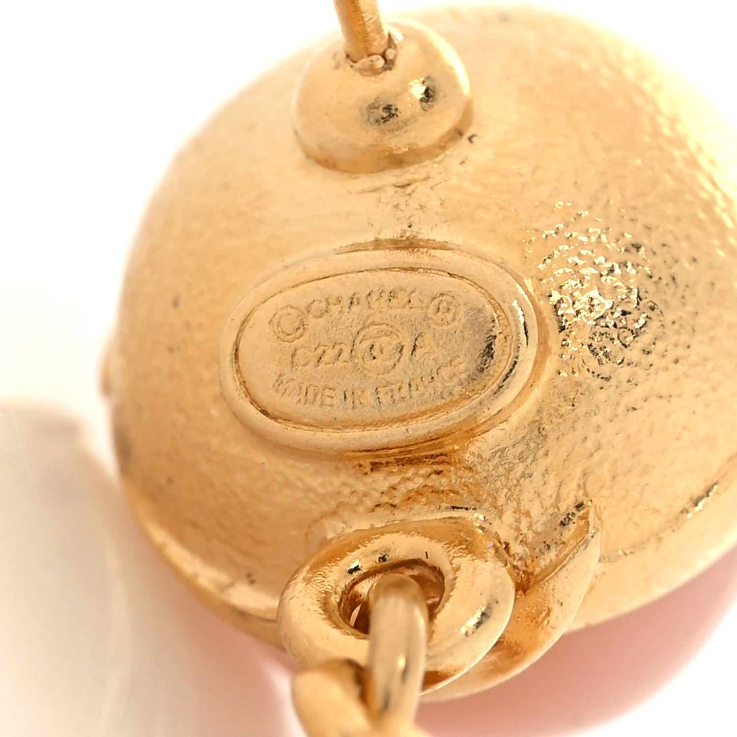Chanel Crystal Pearl CC Drop Earrings Pink Gold 4 of 5