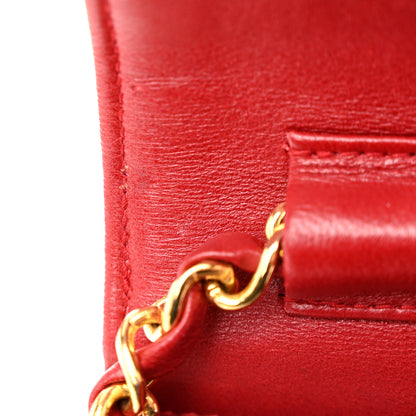 Chanel Lambskin Quilted Wallet On Chain WOC Red 12 of 13
