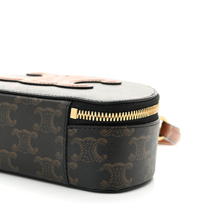 Celine Calfskin Triomphe Canvas Half Moon Case Tan 10 of 11