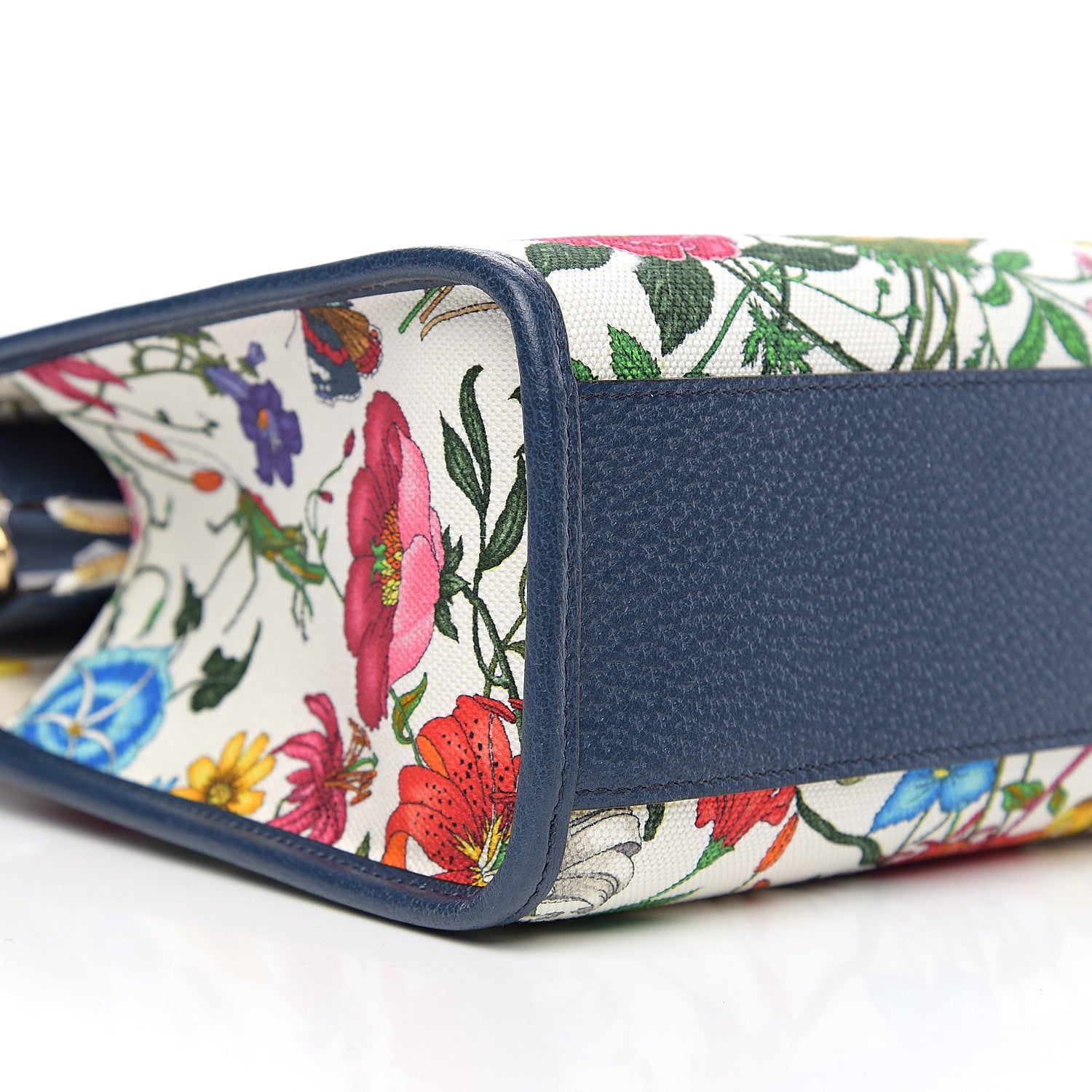 Gucci Canvas Medium Flora Tote White Multicolor Blue Agata 8 of 9