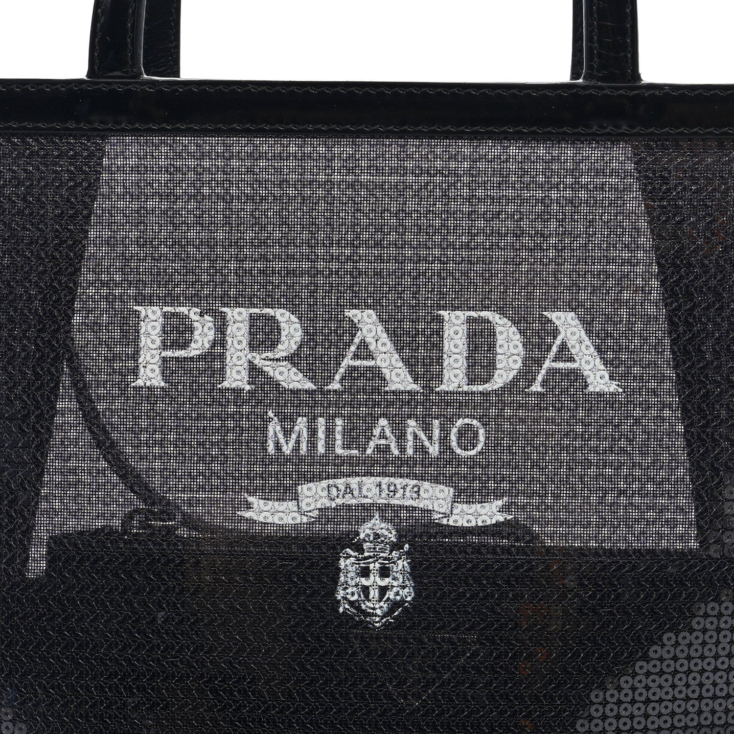 Prada Sequin Rete Paillettes Small Tote Bag Black 9 of 11