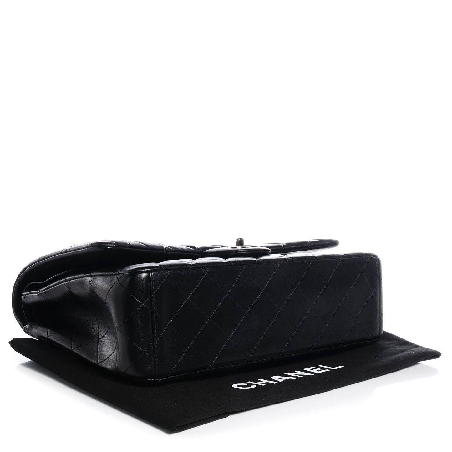 Lambskin Quilted Maxi Double Flap Black