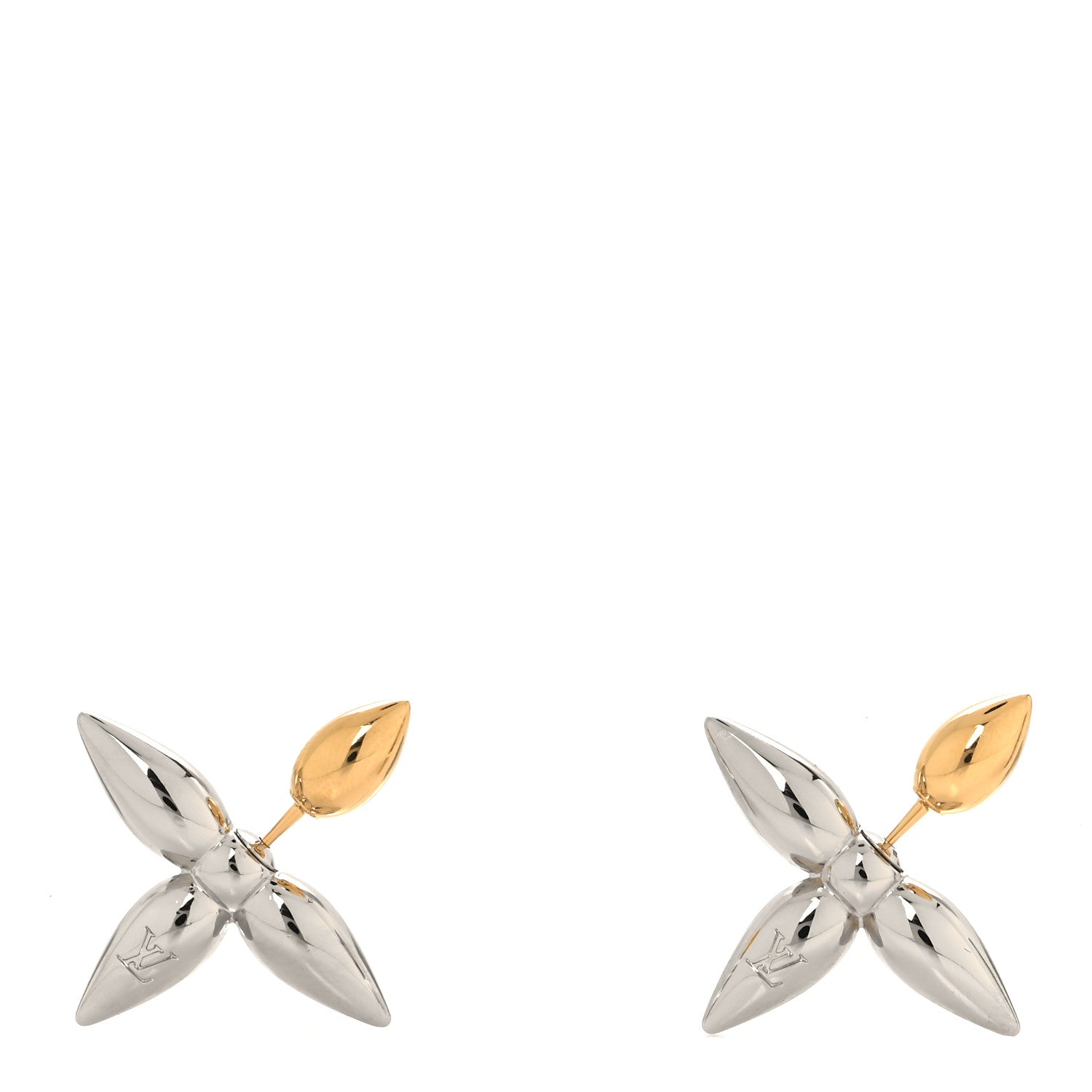 Louis Vuitton Metal Louisette Earrings Silver Gold 1 of 4