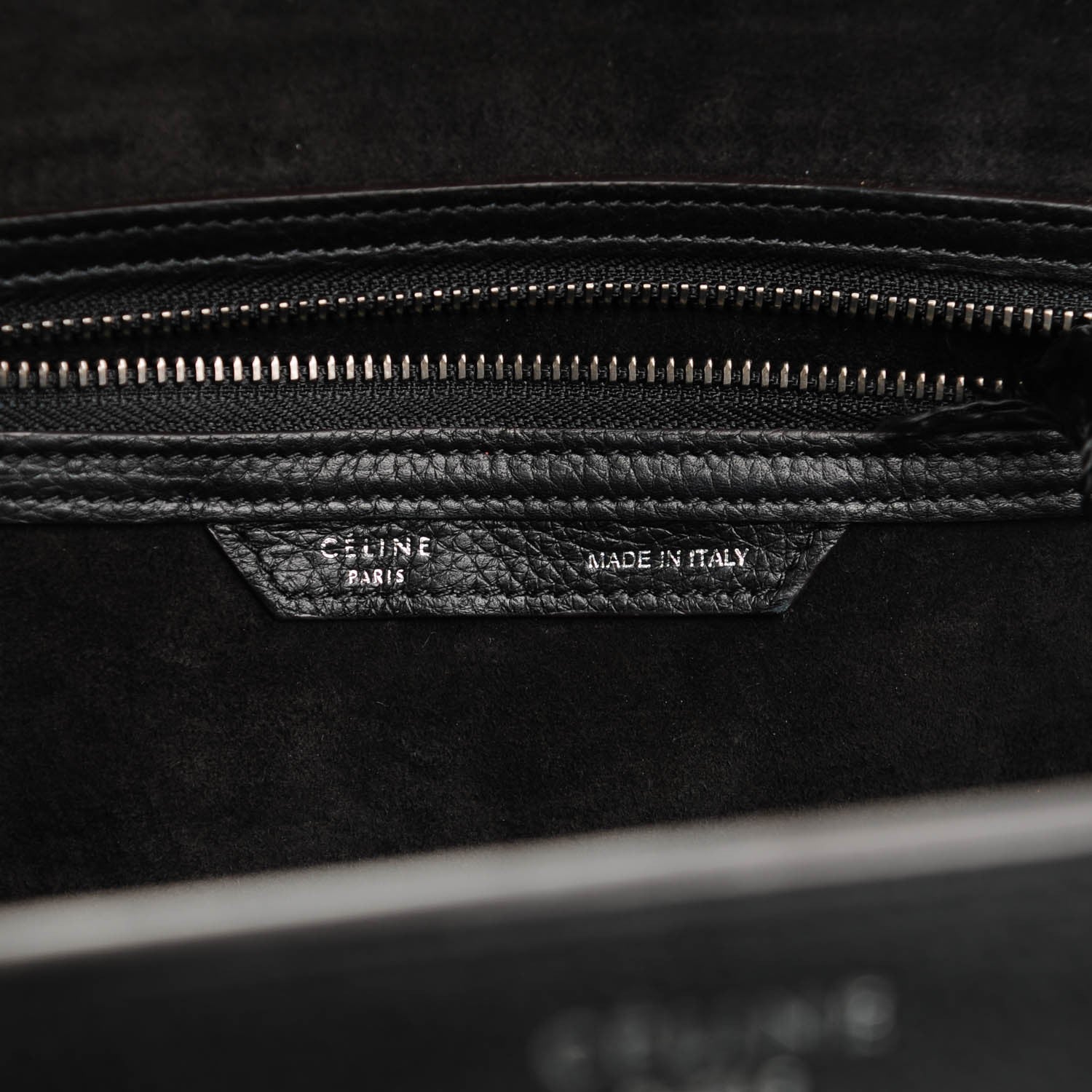 Celine Drummed Calfskin Micro Luggage Black 7 of 8