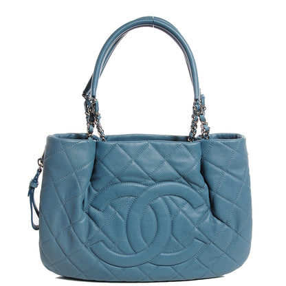 Chanel Caviar Expandable Zip Small Shoulder Bag Blue 1 of 7